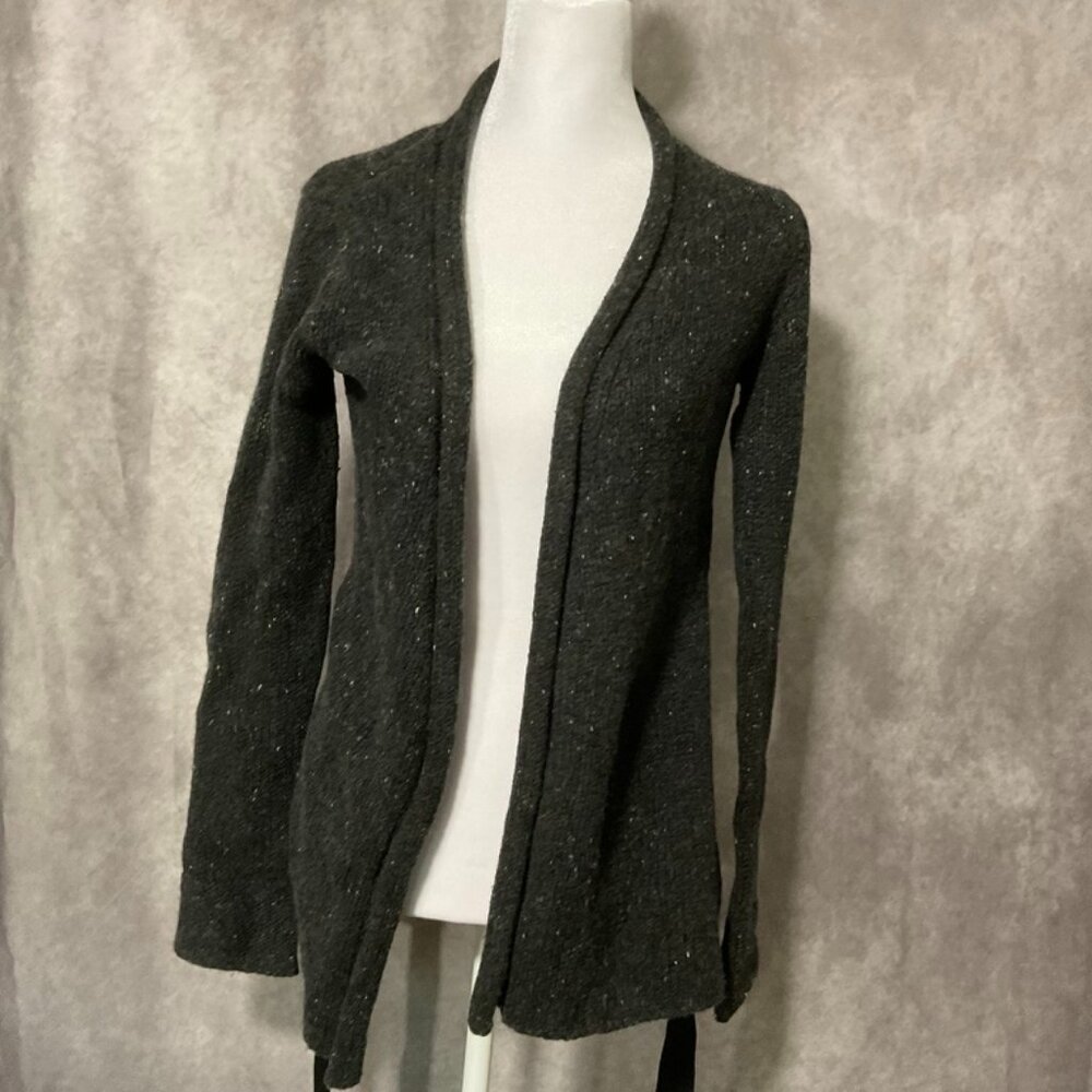 Vince 100% Cashmere Wrap Belted Sweater Grey Black Speckled Size Small Cardigan